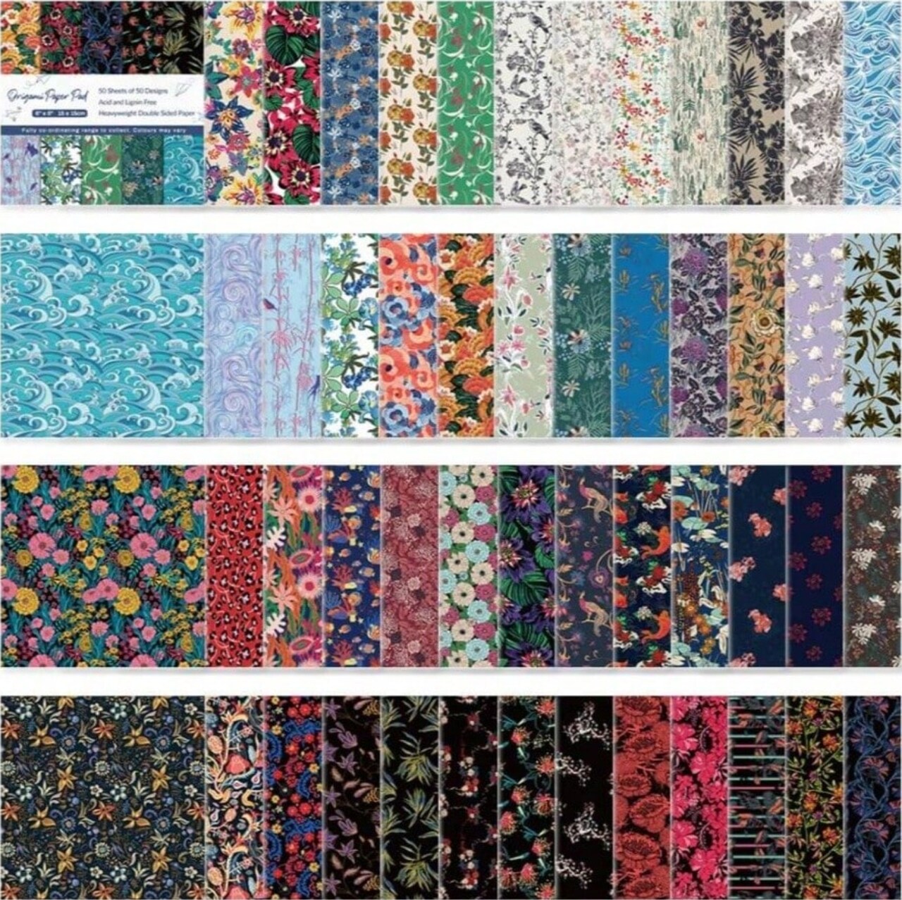 50-Sheet Origami Paper Kit – 6″ Double-Sided Colorful Sheets for Japanese Paper Crafts, Folding, Flowers & Creative Art